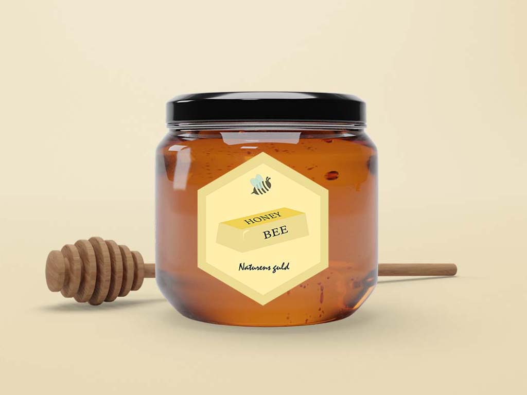 honningkrukke med logo Honey Bee